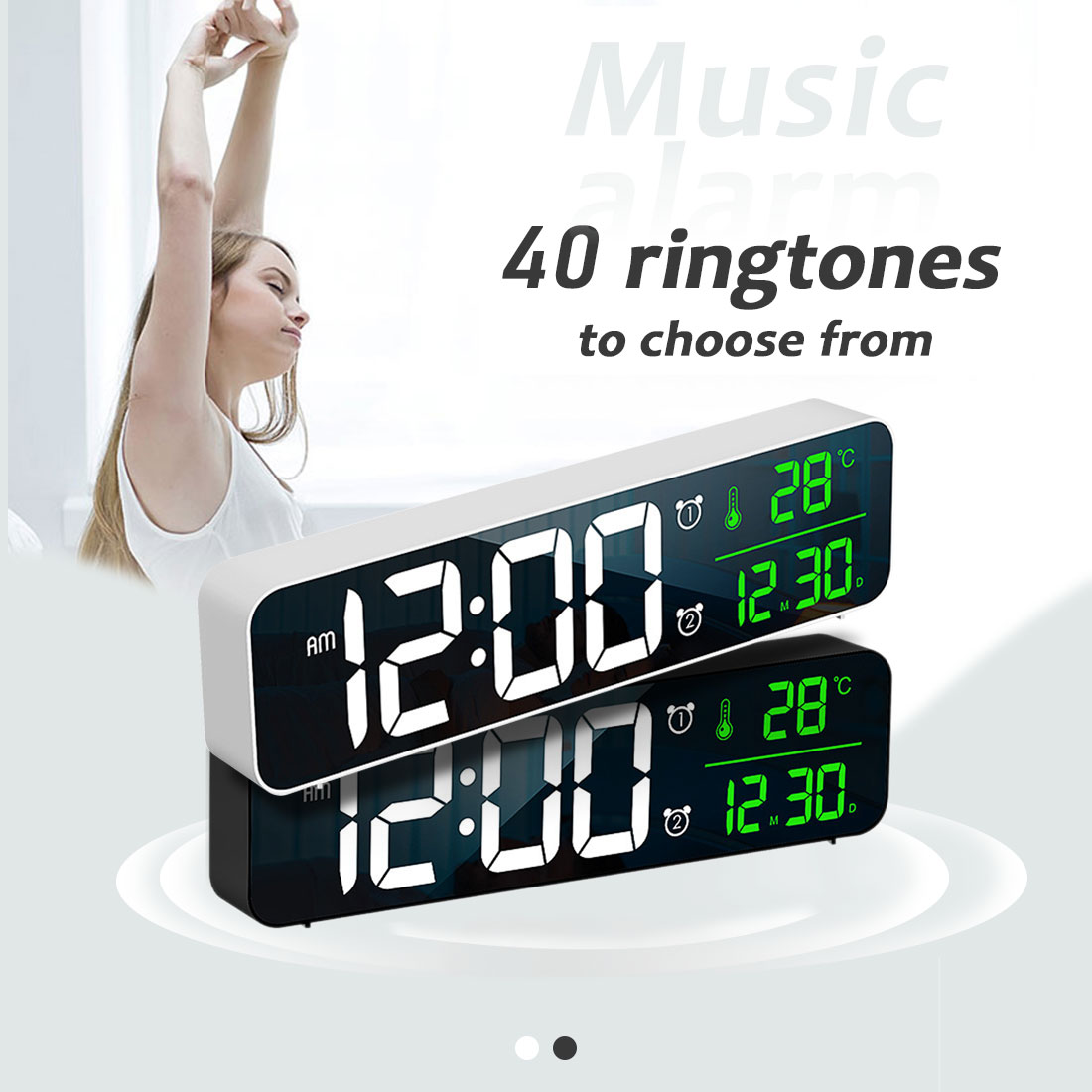 Alarm Clock Bedroomled Desk Clock With Usb Port Digital Mirror Alarm Clock For Bedrooms Snooze Function Electronic Desk Clocks Styleawhite