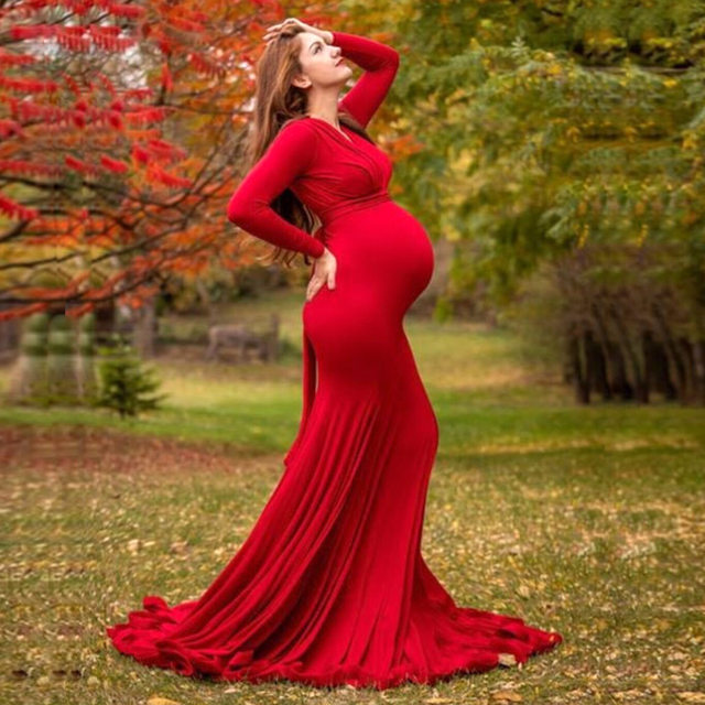 Maternity Dresses for Photo Shoot for Baby Shower Pregnancy Red