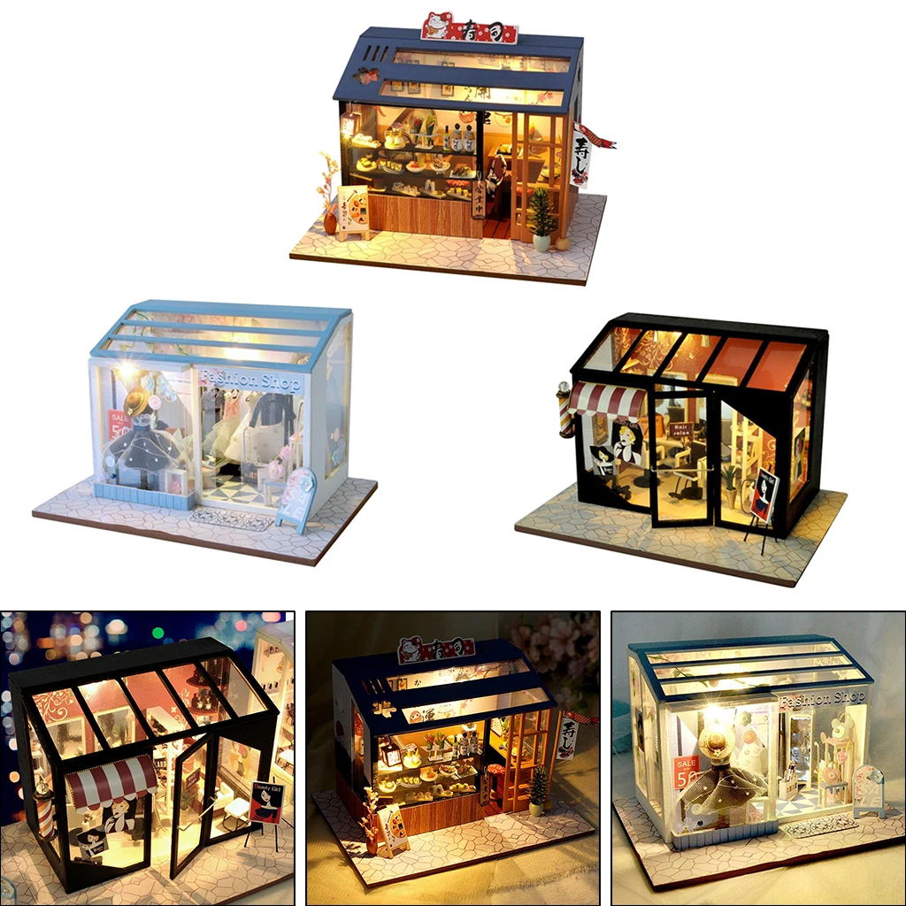Wood Miniature Doll House Fashion with Furniture Kit for Children Gift