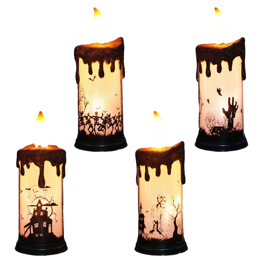 Halloween Ghost LED Glowing Candle Light Night Light Skull Light Party Atmosphere Decoration Props Electric Candle Lamp