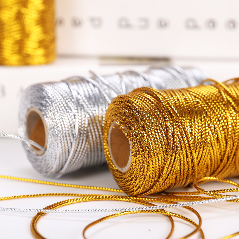 1,5 mm 100 m/Rolle Gold Silber Schnüre Metallic Schnur rutschfeste Schnur Riemen Faden Geschenktüten Kleidungsstück Schuhe Band DIY Nähen – Detail 13
