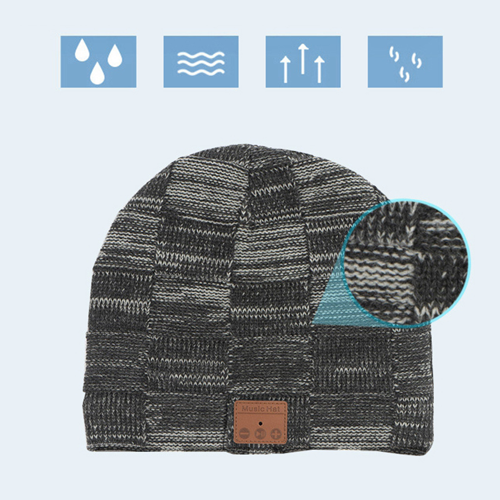 Bluetooth Knitted Beanie Fleece Lined Knitting Hat Cycling Stereo Headphones