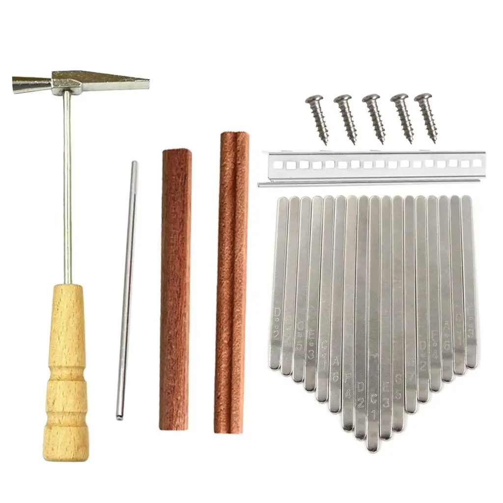 17 Keys Kalimba DIY Keys Bridge Kit with Tuning Hammer for DIY Kalimba Mbira Thumb Piano Repairing Parts