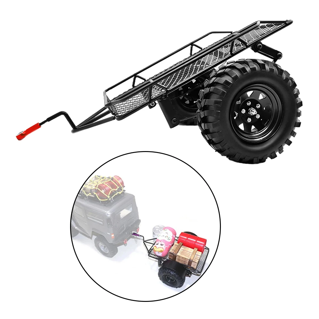 For 1/10 Axial SCX10 D90 KYX Rock RC Cars Metal Trailer DIY W/ 90MM Tire Kits