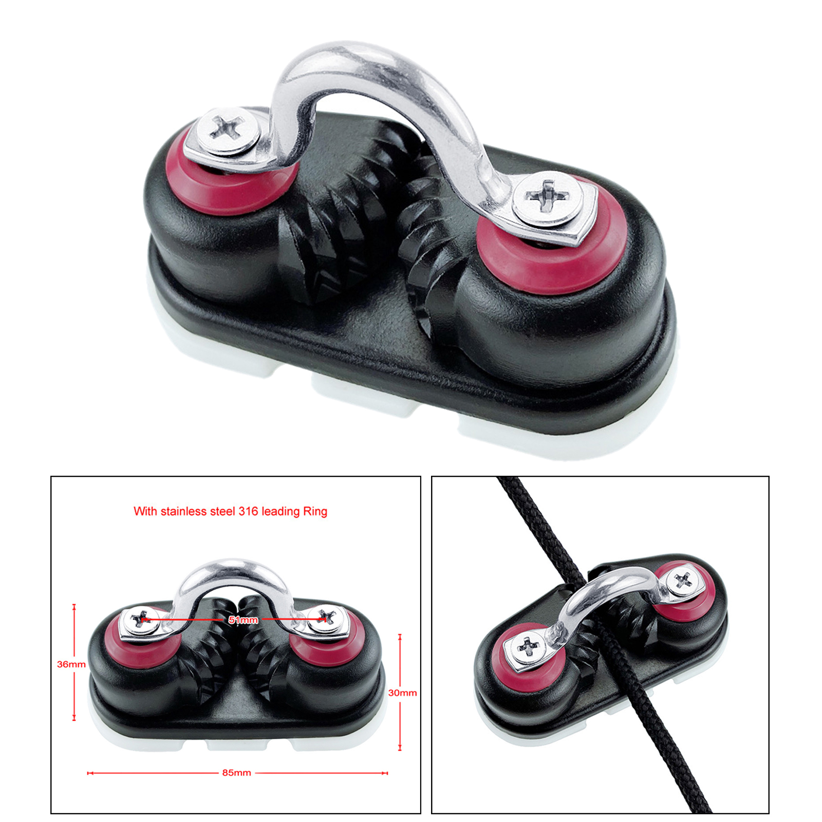 Aluminum 2 Row Sailboat Cam Cleat Kayak Anchor Cam Cleat with Leading 