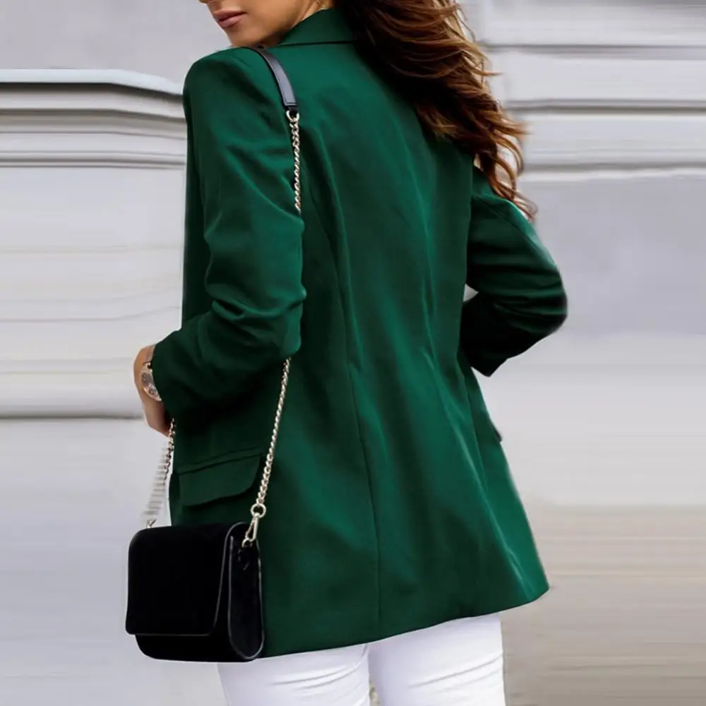 Autumn Fashion Blazer Jacket Women Casual Notched Collar Pockets Long Sleeve Work Suit Coats Office Lady Solid Blazers Plus Size plus size jogging suits