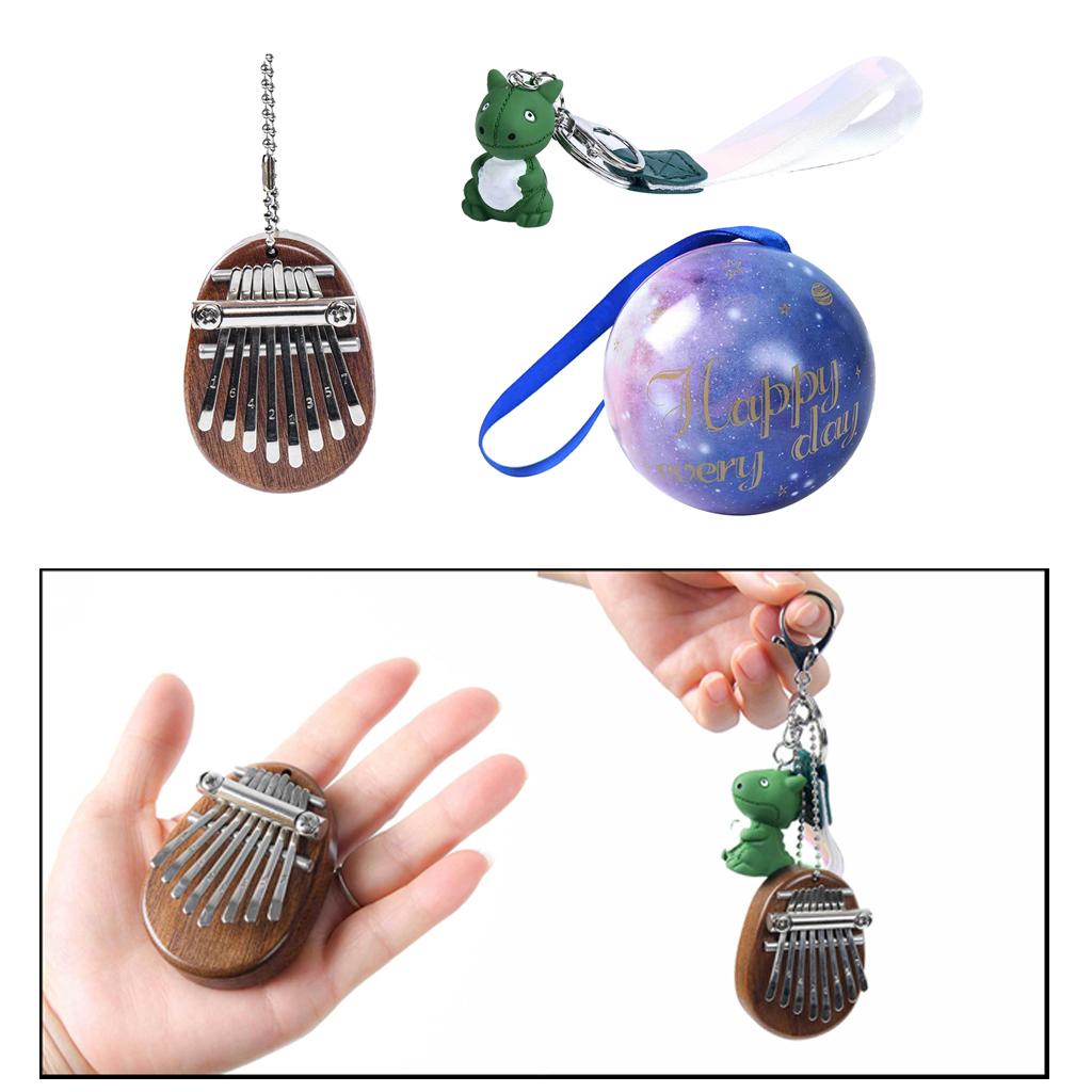 8 Key Mini Kalimba Exquisite Finger Thumb Piano Marimba Musical Pendant Gift for Backpack Schoolbag Musical Lovers