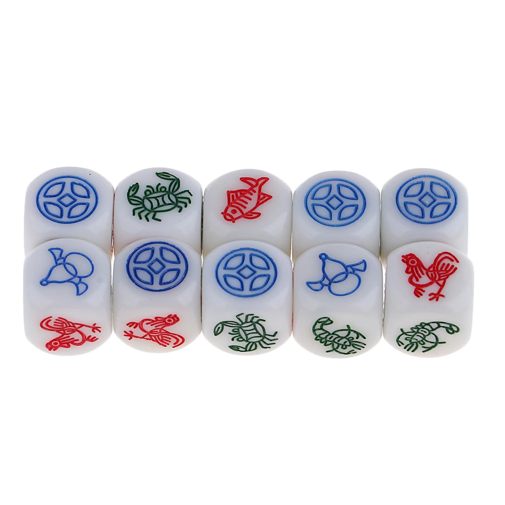 10Pcs High Quality Acrylic 6 Sided D6 Dice Animals & Coin Die Cubes Toy for Kids Children