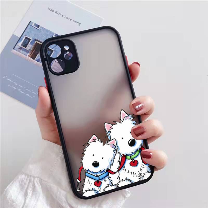 Westie lovely cartoon dog Phone Case matte transparent  For iphone 7 8 11 12 13 plus mini x xs xr pro max cover iphone 11 case with card holder