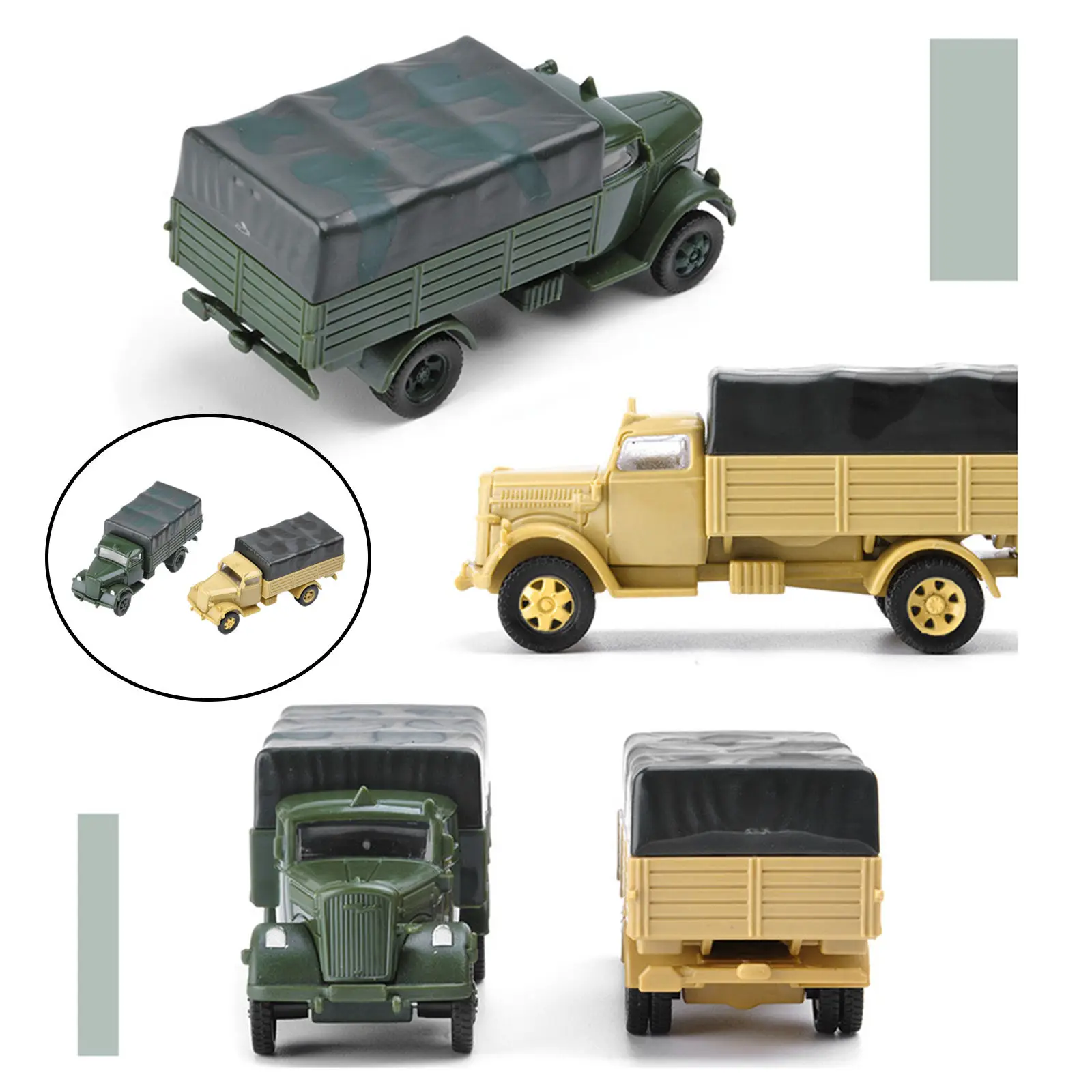 Set of 2 1:72 4D Assemble Truck Plastic Building Kit Educational Toy Simulation Chariot 80 Wheeled Collectibles Armored Vehicle