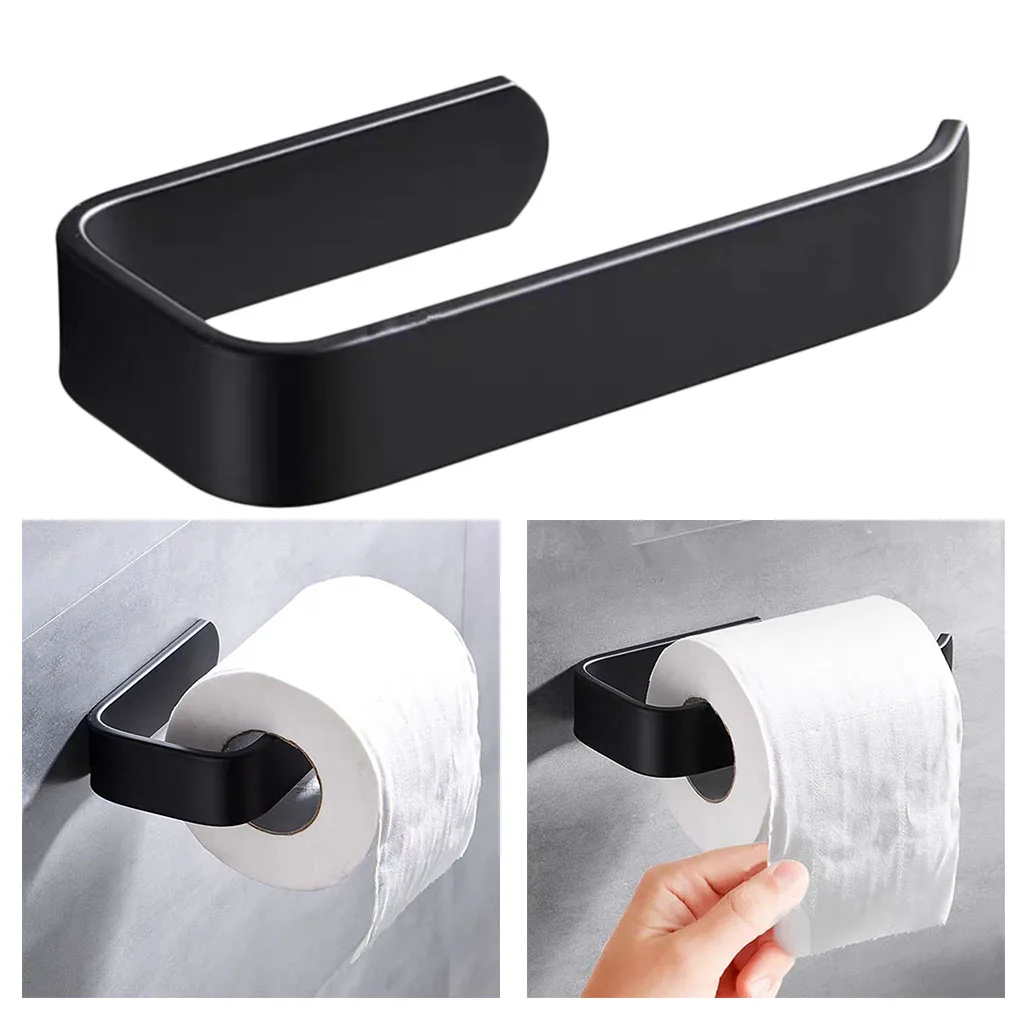 Acrylic Toilet Paper Holder Rack Adhesive Wall Mount Kitchen Roll Holder Hook
