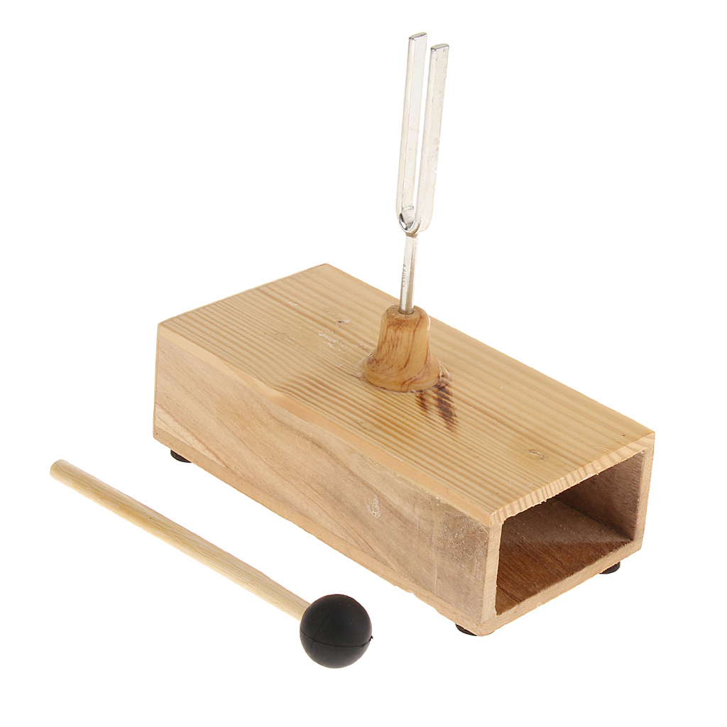 Tuning fork 440 Hz, tuning fork tuner with wooden resonance box and hammer,