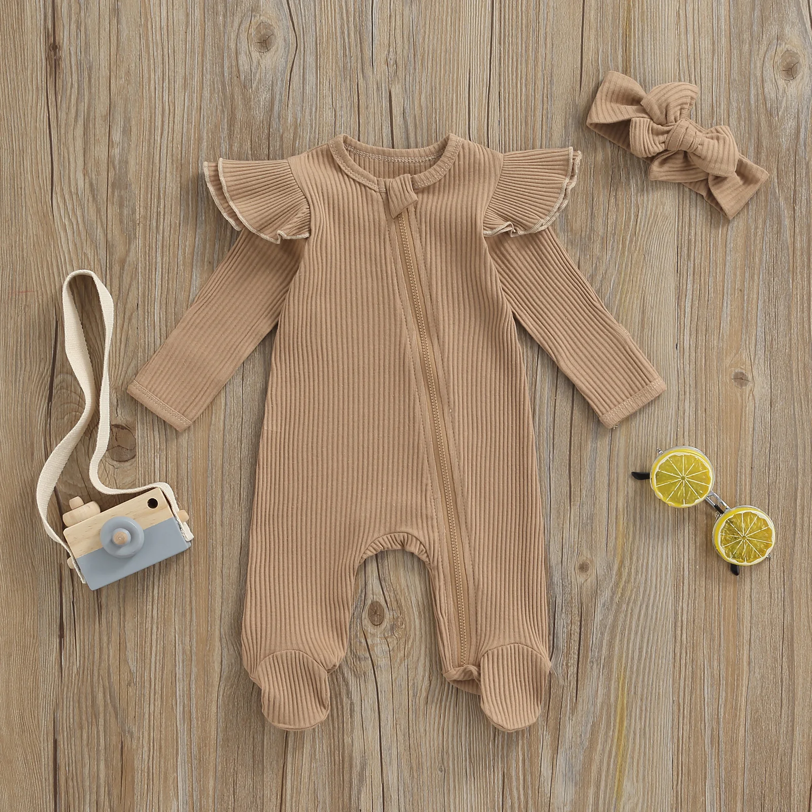 Ma&Baby 0-6M Newborn Infant Baby Girls Jumpsuit Knitted Soft Ruffles Long Sleeve Romper Playsuit Autumn Spring Baby Clothing D35 cute baby bodysuits