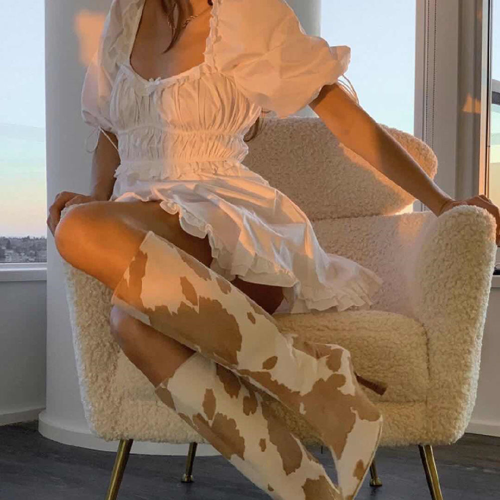 Waliicorners Fashion White Puff Sleeve Backless Ruffle Hem Mini Dress 16 H63cd850be0c84b308d27ebb447cb0e10C