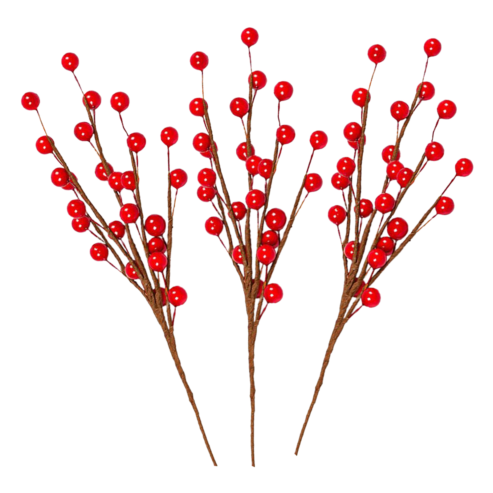 3pcs Artificial Pine Picks, Christmas Red Berries Pine Cones Stems, Mini Stimulation Red Berries Branches