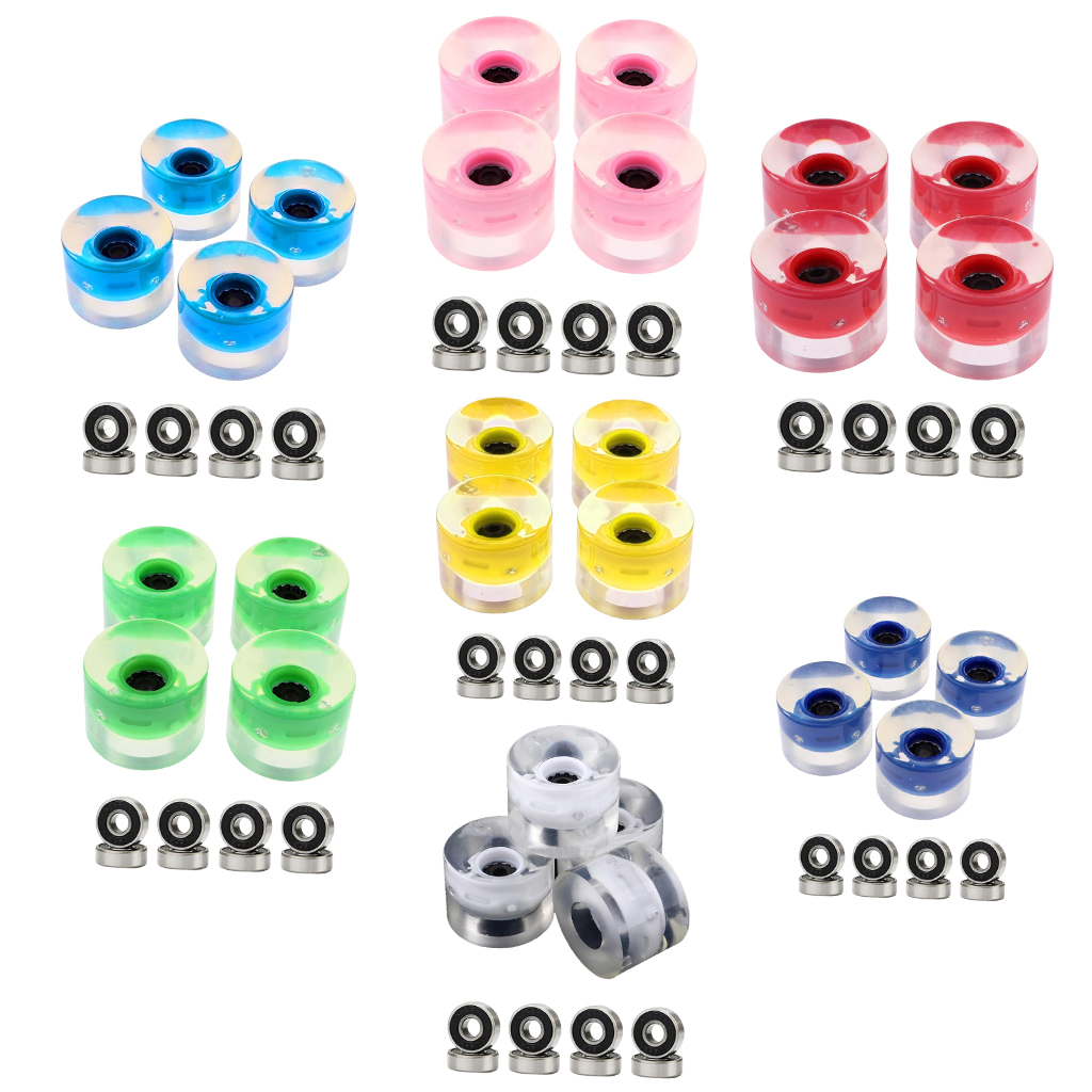 4pack 60mm Light Up Flash Skateboard Longboard Wheels 78A with Bearing Core Glow at Night Wheel Skate Board Accessories