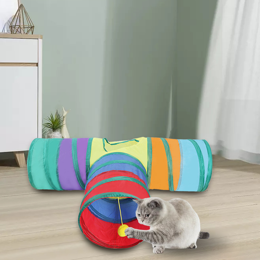 Cat Tunnel Collapsible Pet Interactive Toy with Ball Kitten Play Tent Bed for Indoor Puppy Rabbits Pet Supplies Accessories