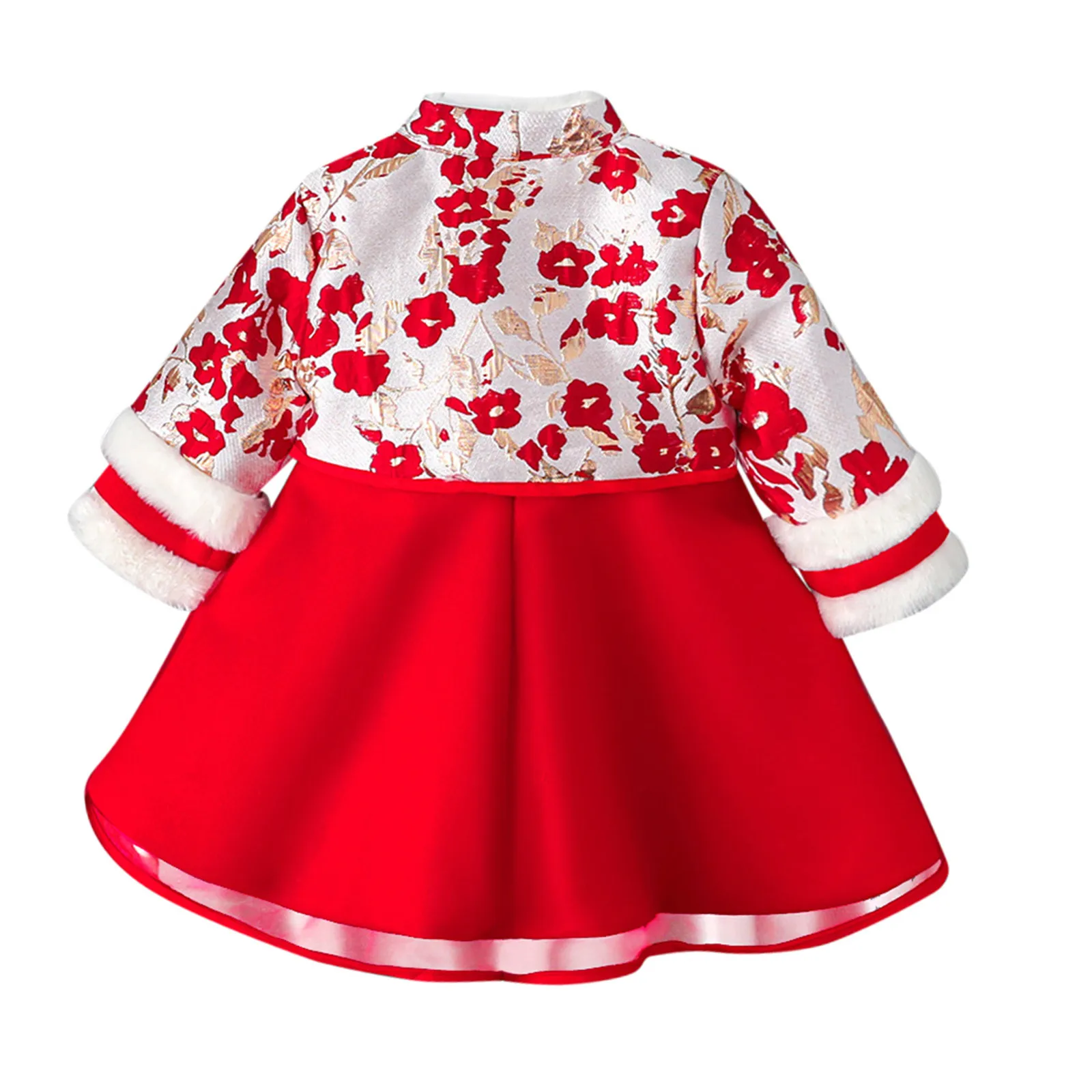 Toddler Baby Clothing Set Thick Warm Tang Suit Lunar Chinese New Year Princess Coat and Dresses for 1-5Y Infant Baby Girls 