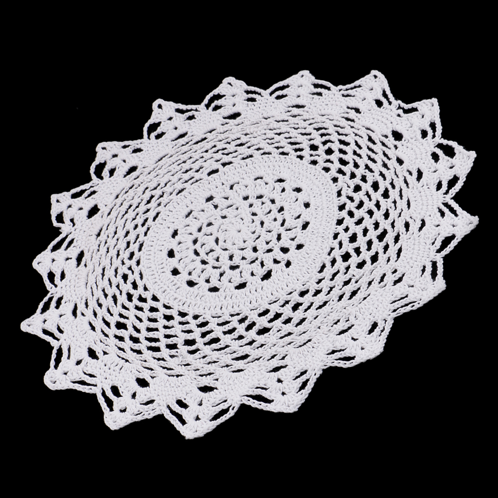 30cm Lace Table Placemat Flower Shape Hand Crochet Table Cover Doily Lace Doilies Placemat Mat Home Table Desk Kitchen Decor