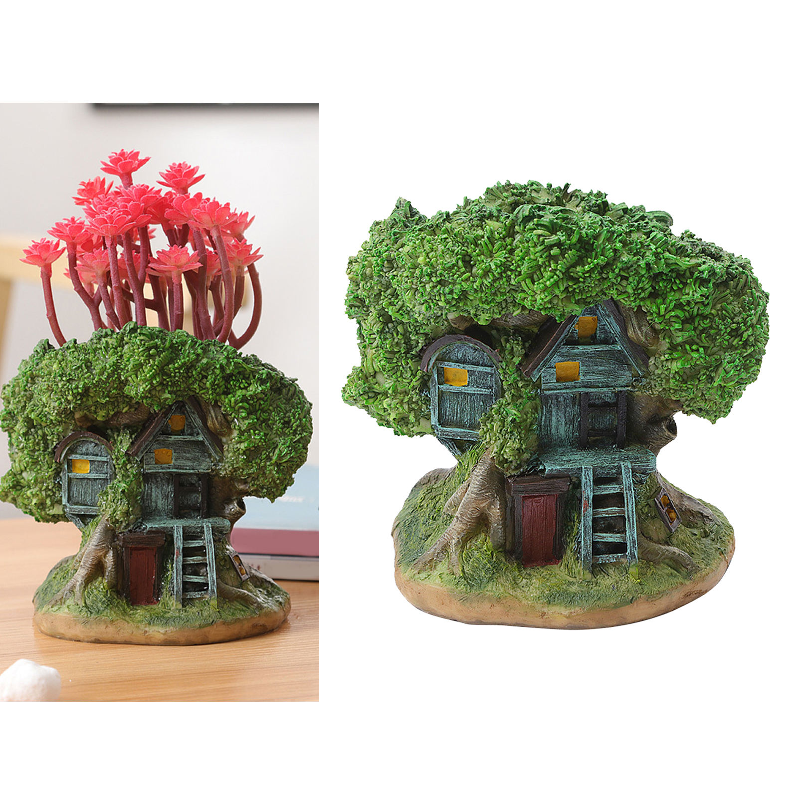 Cute Forest House Mini Small Succulent Pot Container Micro Landscape Fairy Garden Outdoor Planter Bonsai Pot Decorative