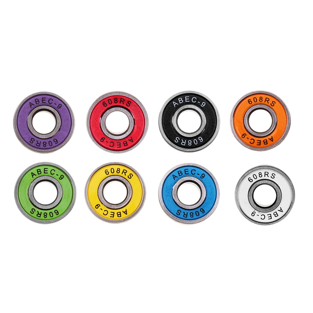 608RS Hybrid Bearings for Inline Skate or Skateboard or Scooter (Pack of 8)