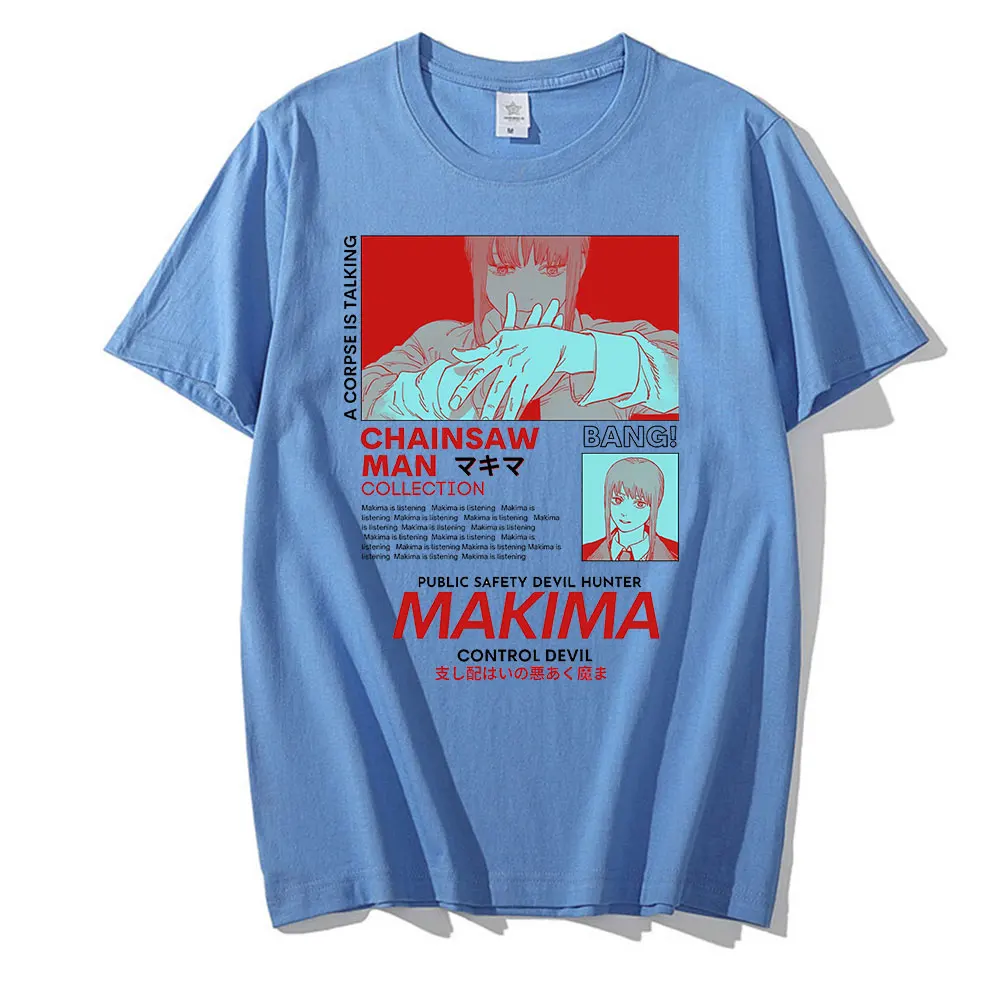 Chainsaw Man MAKIMA Japanese Anime T Shirt Men Manga Graphic Tees Tops  Funny Cartoon T-shirt Unisex Hip Hop T-shirts Male