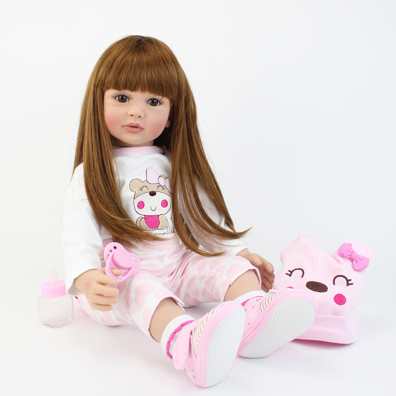 Reborn Baby Girl Reborn Toddler Boneca Soft Silicone Cloth Body Lifelike Newborn Dolls For Girls Realistic Reborn Dolls 60Cm