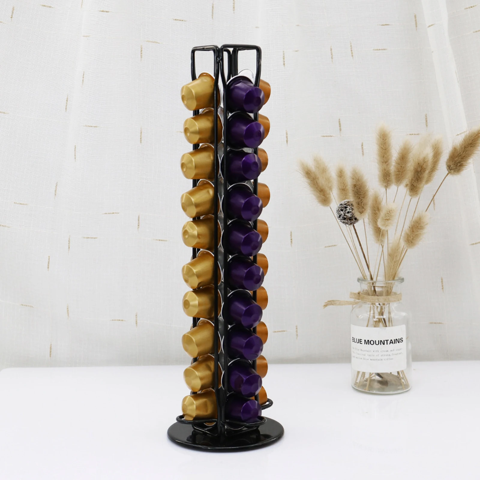 Capacity of 40 Iron Wire Coffee Pod Capsule Holder Rotatable Tower Storage Dispenser Fits for Nespresso  Cafe Shop Store