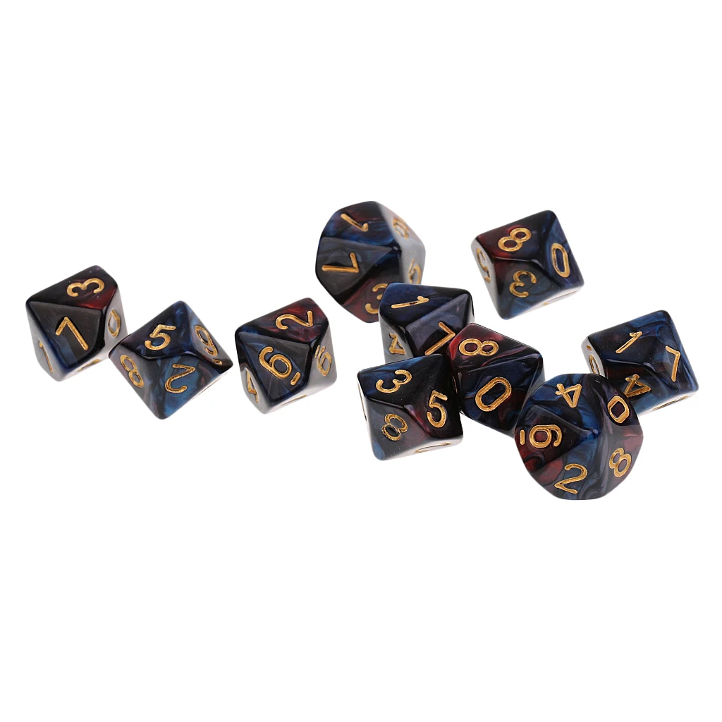 10pcs 10 Sided Dice D10 Polyhedral Dice for   MTG RPG Table Games