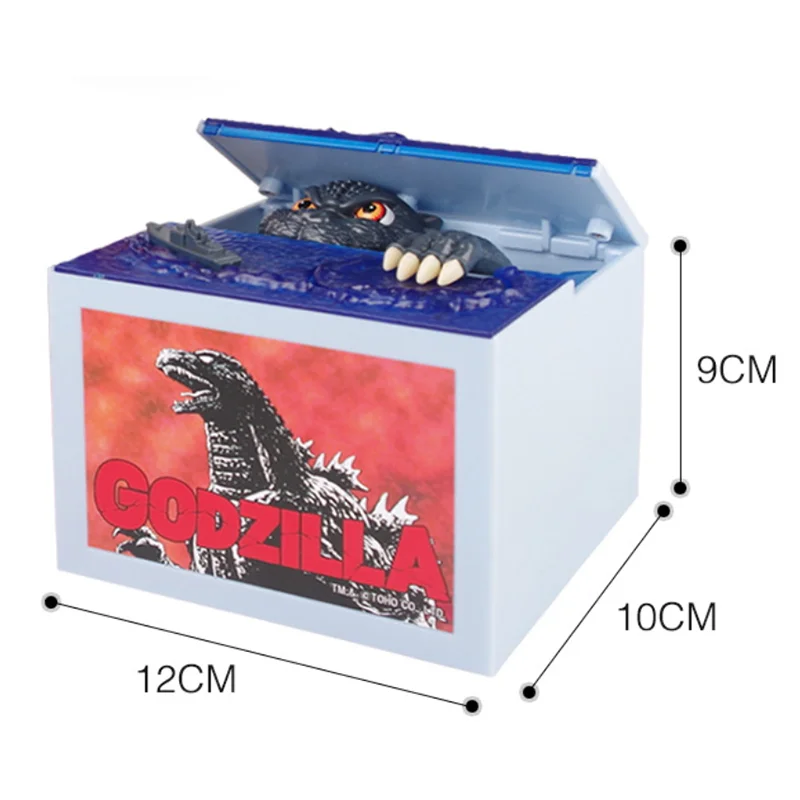 Godzilla Piggy Bank Coin Box LED Sound Gimmick Action Moving Figure Kids Gift 
