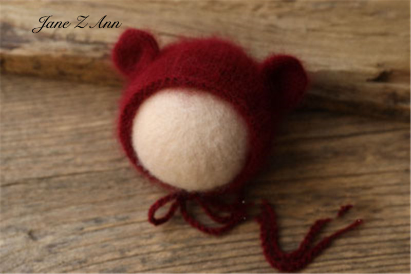 Nerz-Samt-Mütze, Wollstrickmütze mit kleinen Ohren, Neugeborenen-Fotografie-Requisiten, Babyfotos – Detail 10