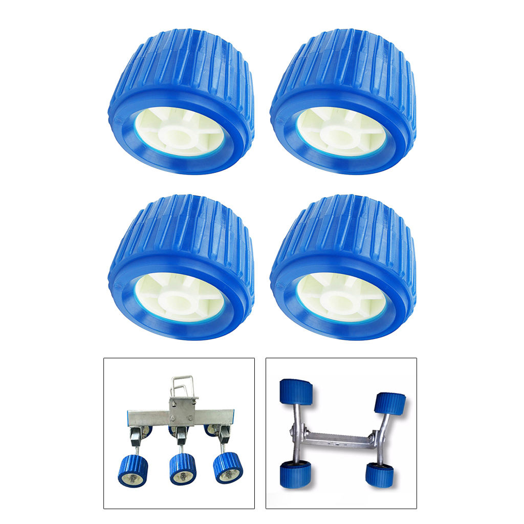 4 Pieces Boat Trailer Roller Marine Inflatable Ribbed Wobble Roller Kit