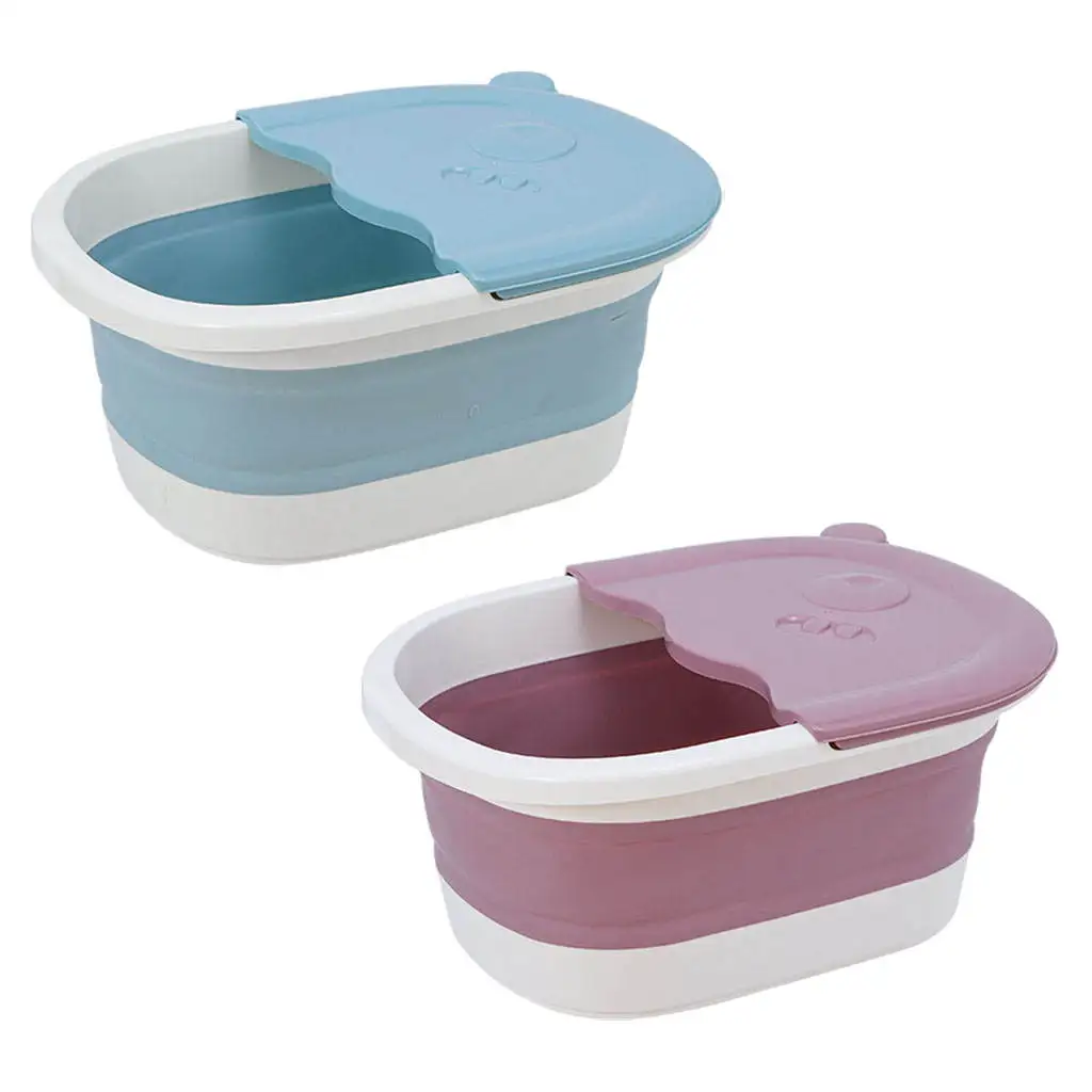 PP Collapsible Portable Foot Basin with Pebble Massage Feet Soaker Soak Pedicure Tubfoot Care Stree Relief