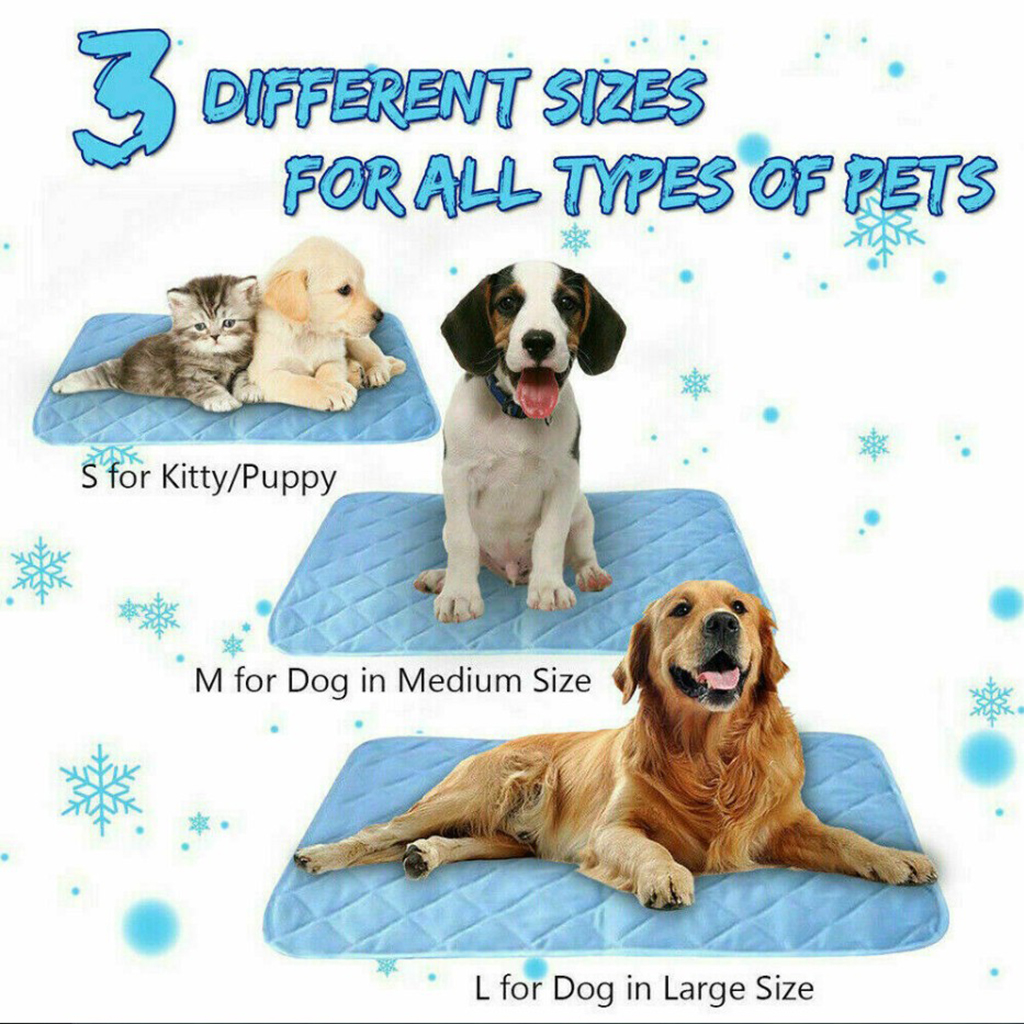 Pet Dog Cooling Mat Breathable Ice Silk Pad Foldable Portable Grey 70x55cm