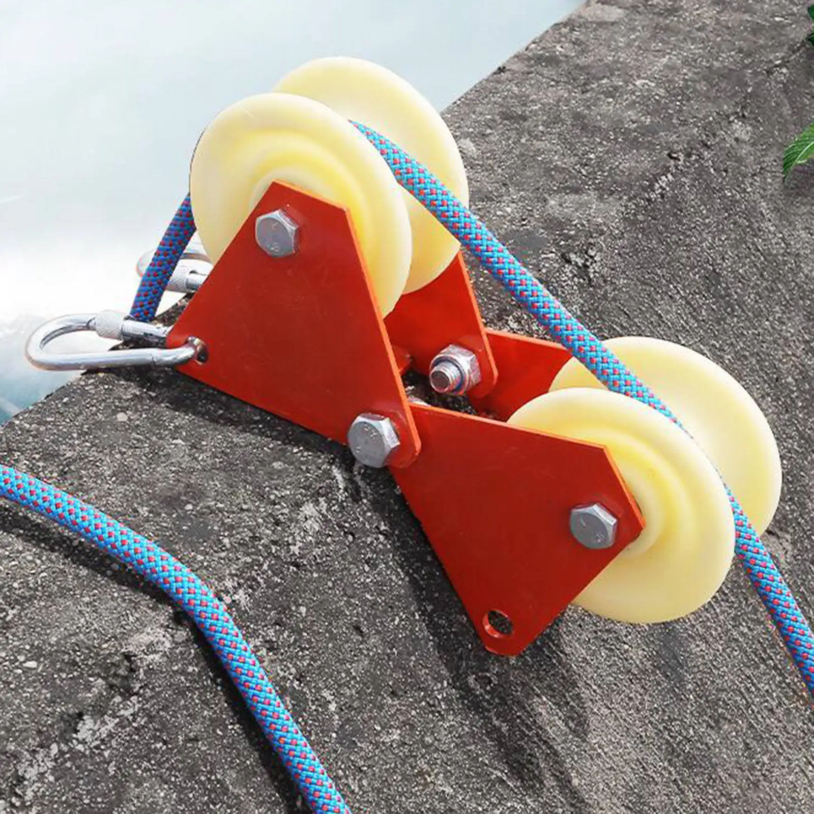 Rock Climbing Hiking Abseiling Rappelling Rope Anchor Double Rope Protection Sheath Wheel Friction Reduction Gear