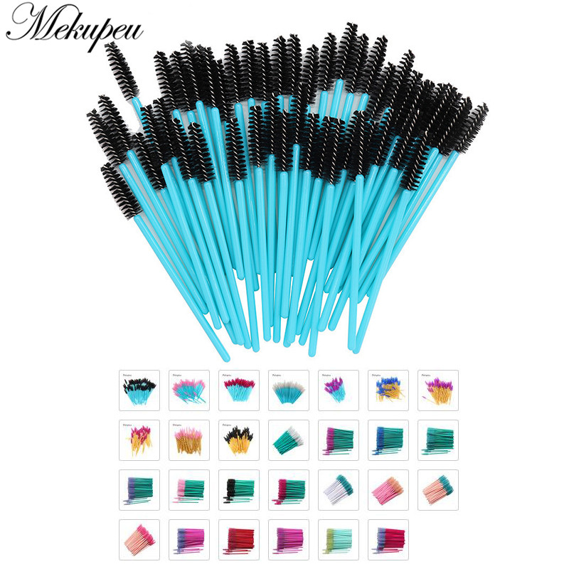 Best of 50 Pcs / lot Nylon Golden Blue Handle Mascara Wands Applicator Disposable Eyelash Brush For Eyelash Extension Makeup Brushes Reviews & Tips