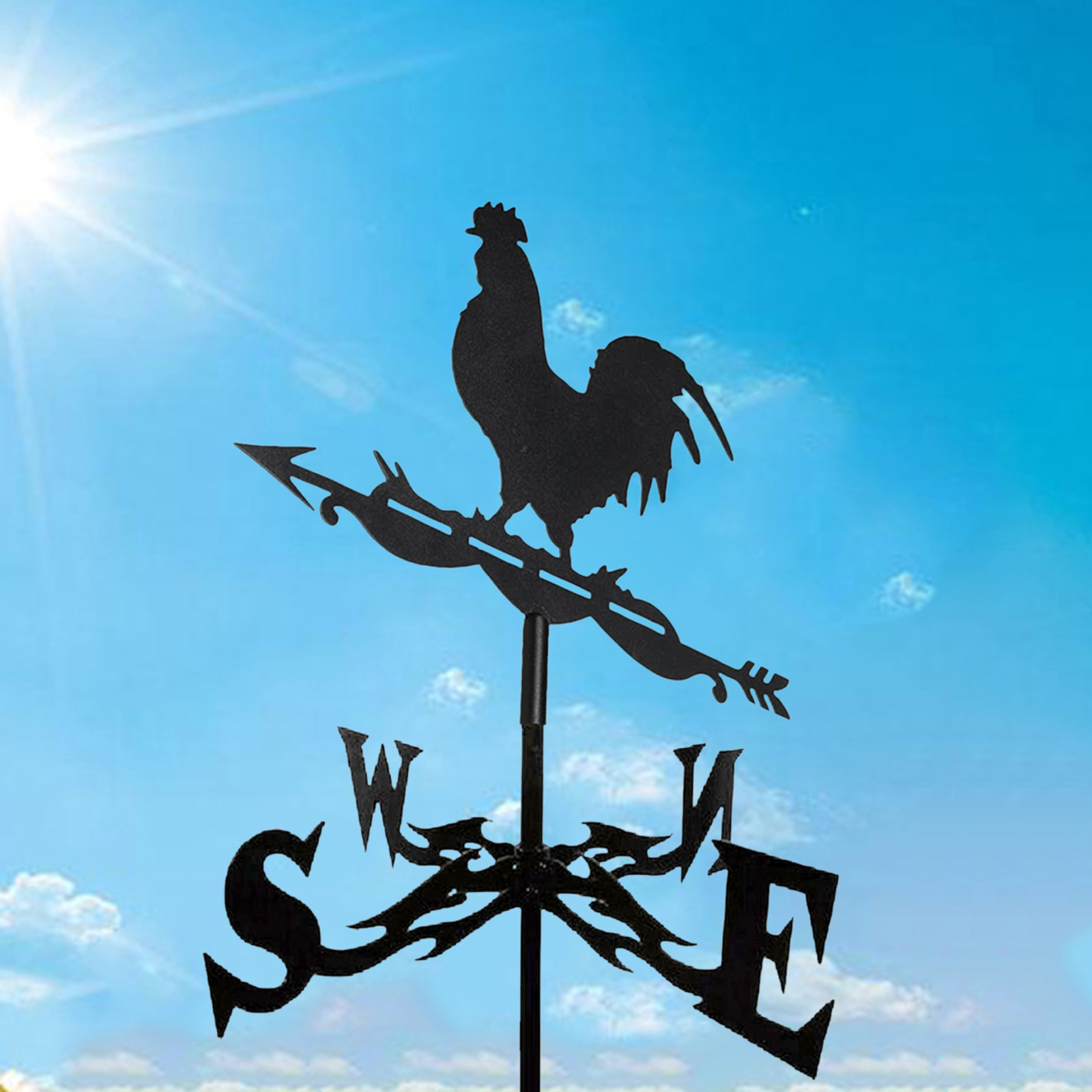 Metal Craft Wind Vane Weathervane with Animal Silhouette Ornament Roof Mount Weather Vane Farm Scene Garden Stake Art