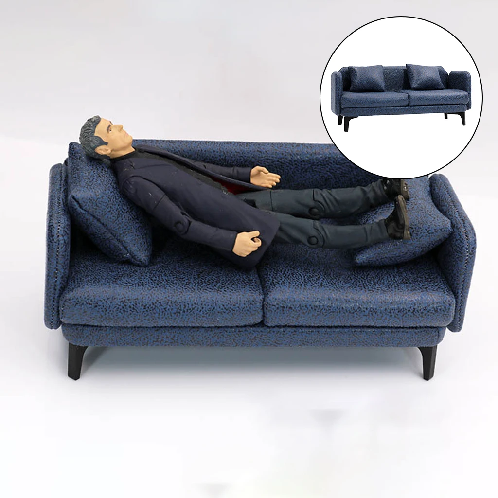 Double Sofa Miniature Accessory 1:12 Nordic PU Leather Dollhouse