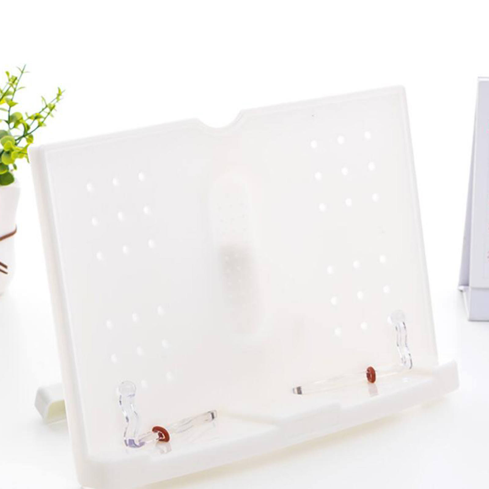 Plastic Book Stand Cookbook Holder with Page Clips Bookshelves Magazine Holder for Textbook Document Recipe Music Book