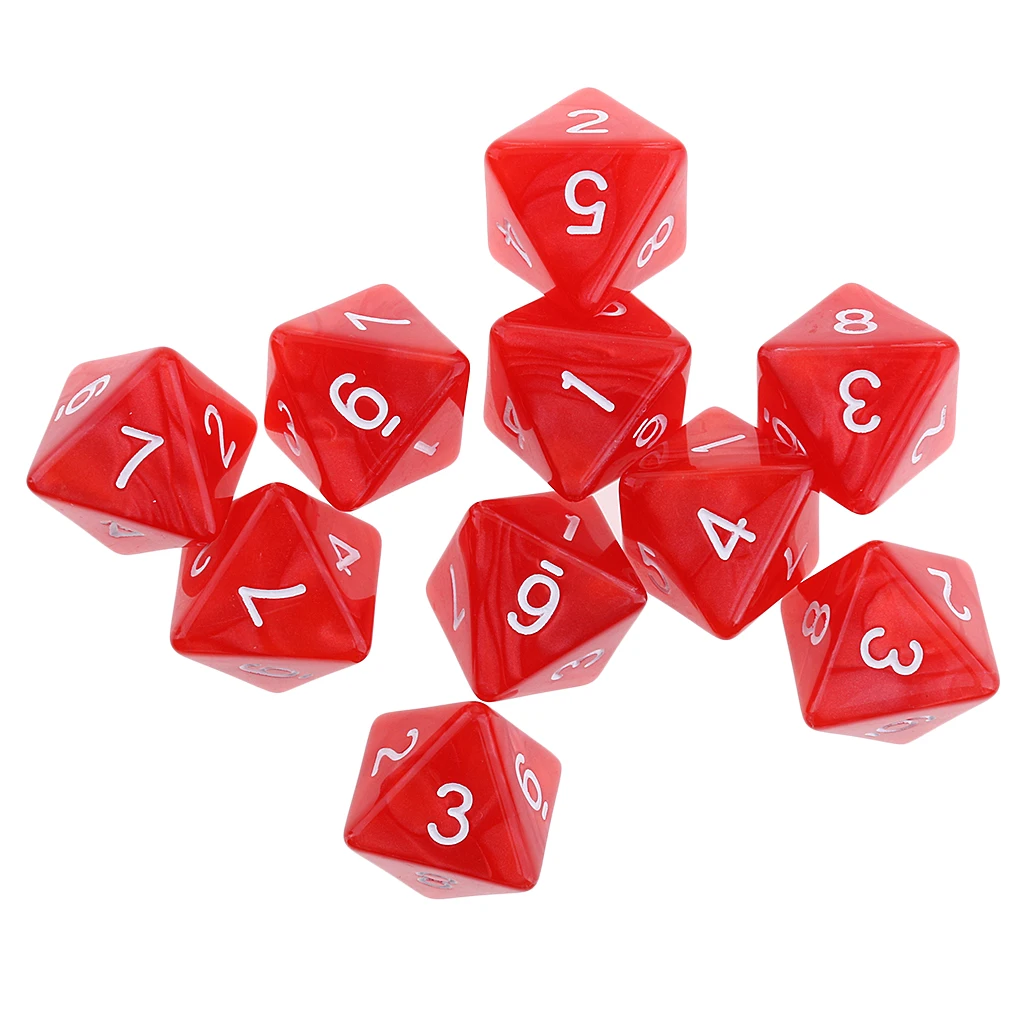 10 Pcs 8 Sided Dice Set Colored Acrylic for  Dice MTG DND RPG Dice Table Games or Education Supplies