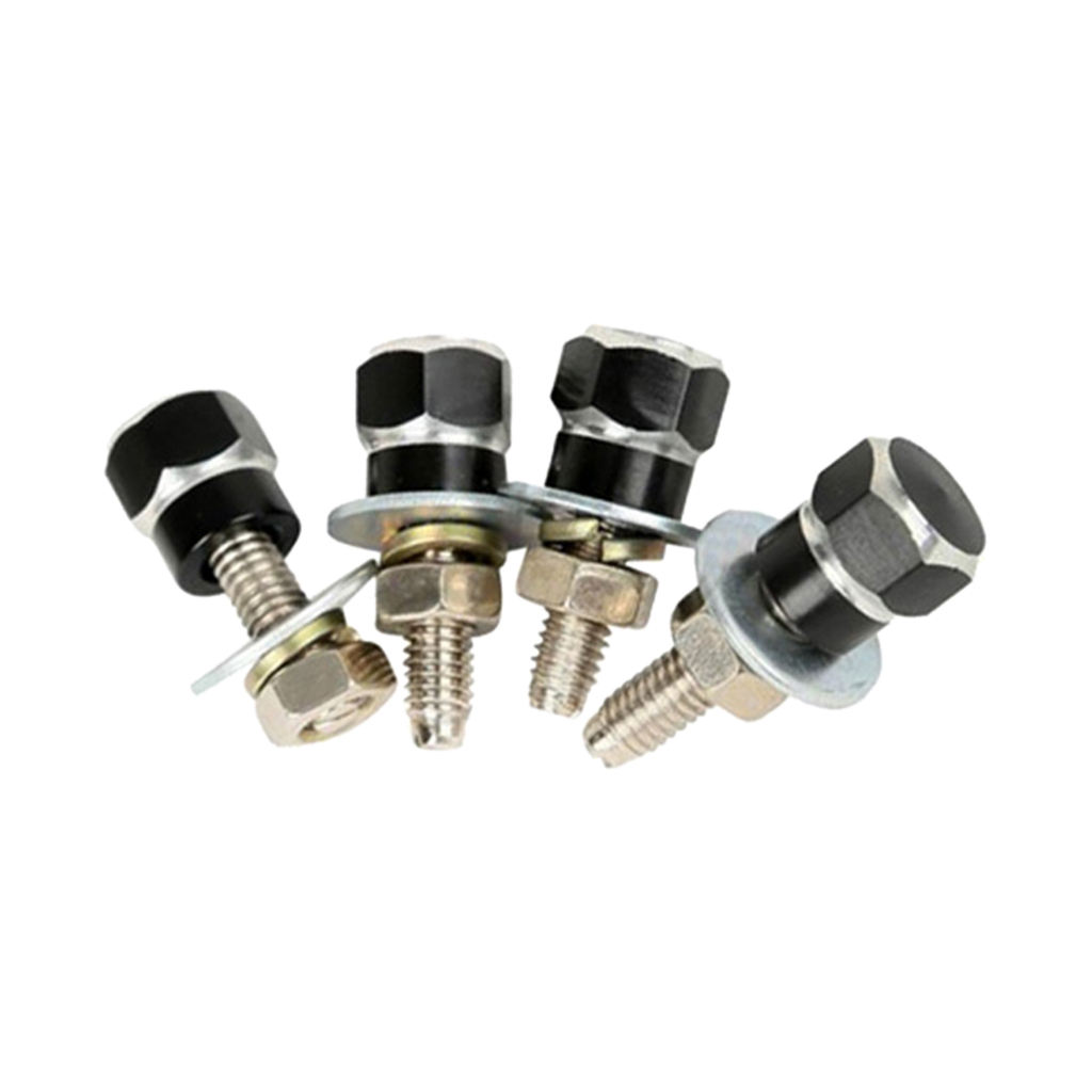 4pcs Black & Silver Hex License Plate Frame Bolts Motorcycle Tag Fastener