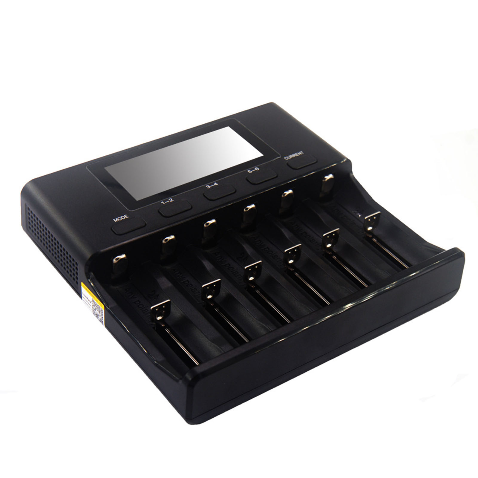 Plastic 6-Slot 18650 Battery Charger for 18350 32650 AA AAA Li-ion LiFePO4 Ni-MH Batteries Car-Polarity Detection EU Plug Black