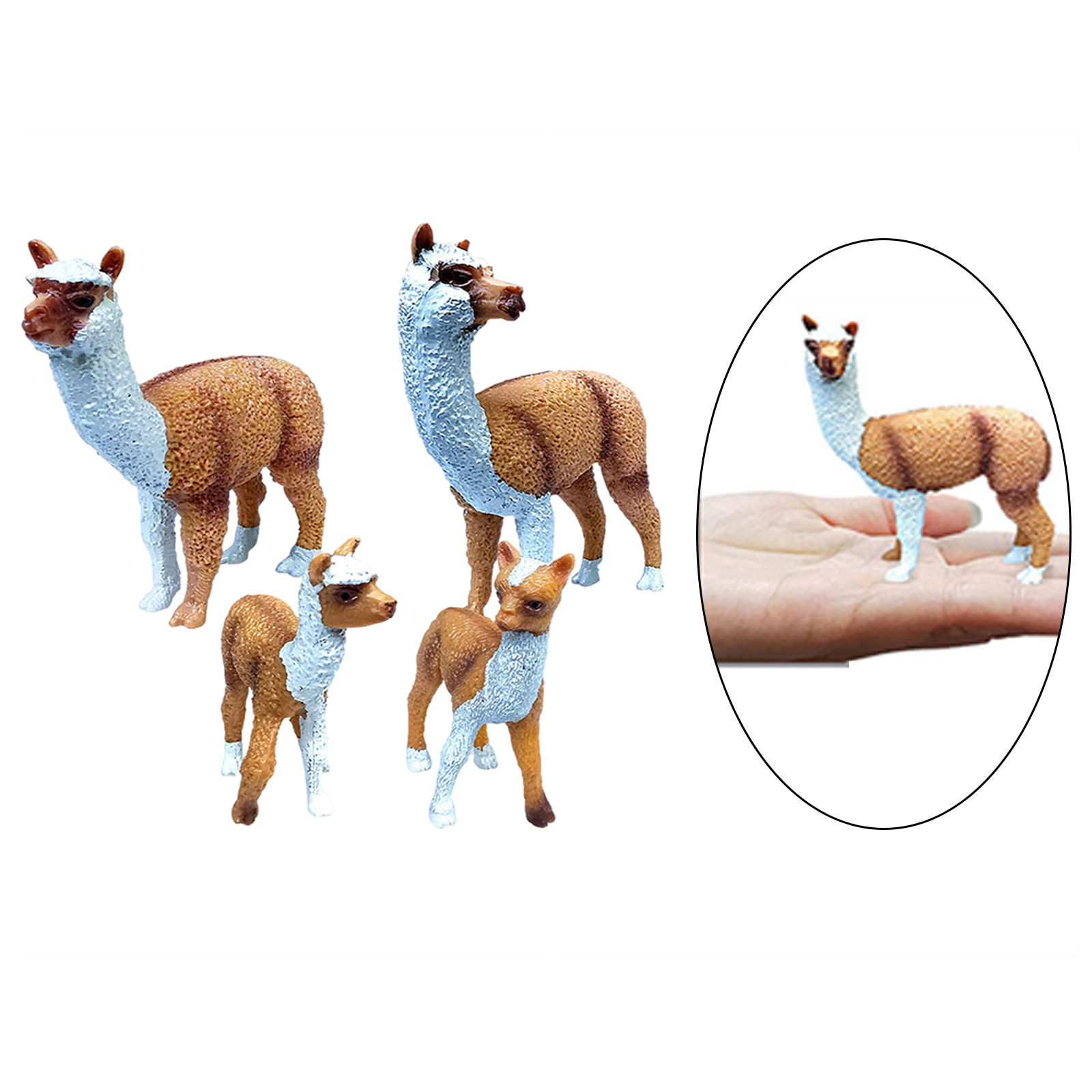 4/Set PVC Lifelike Alpaca Figure Plastic Zoo Animal Model Tabletop Ornaments