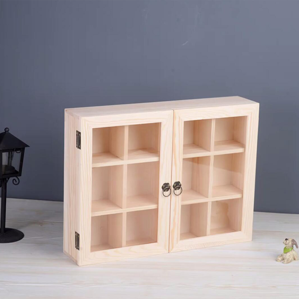 Wood Display Cabinet Dolls Display Cabinet Desktop Table Organizer Display Case Organizer Storage Box Display Storage Case