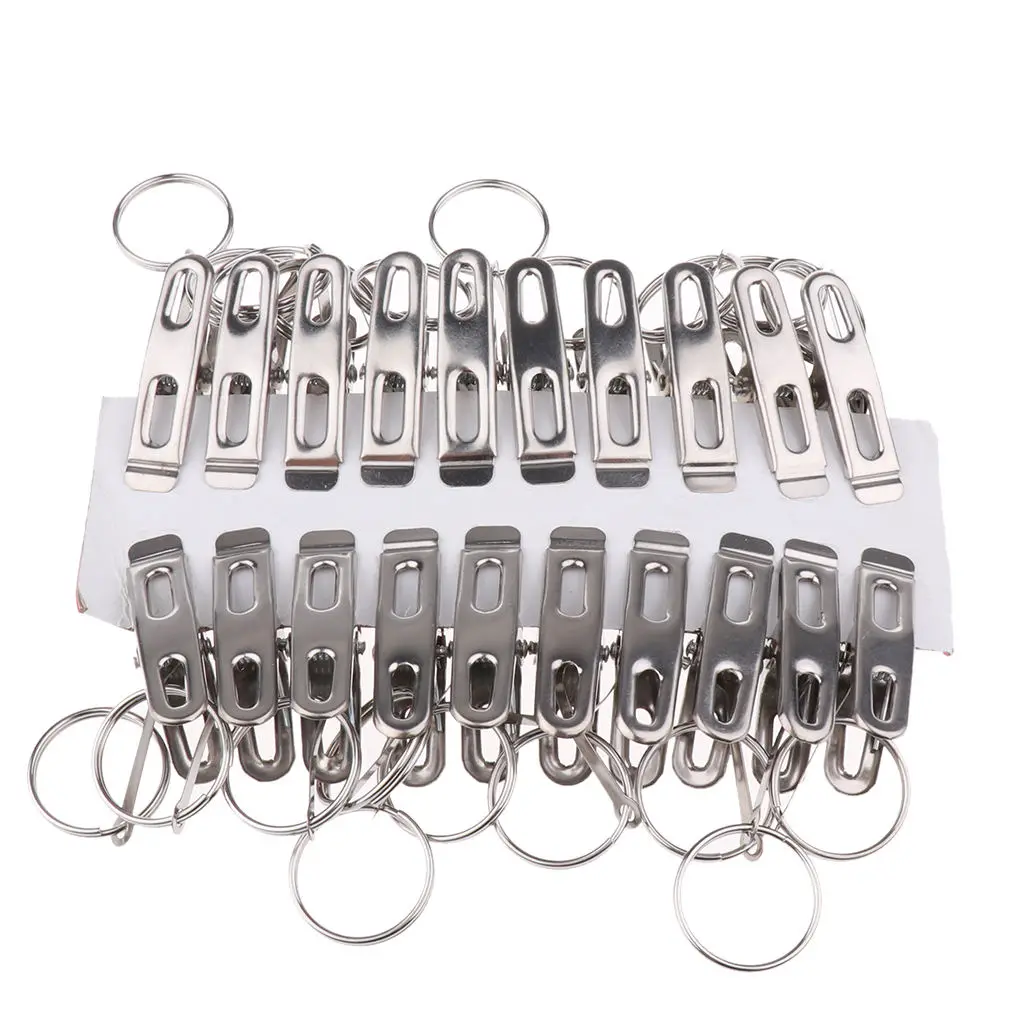 20Pcs Stainless Steel Curtain Rings Clips Roman Ring Hook Home DIY Hook Hanger