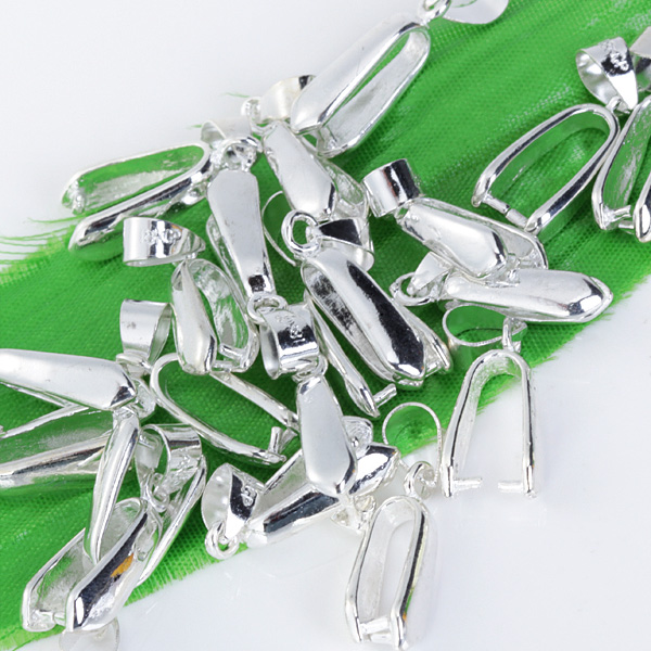 Fashionable Silver Color Plated Pendant Pinch Bails 23 mm For Jewelry Necklace Making DIY Pack of 20PCS