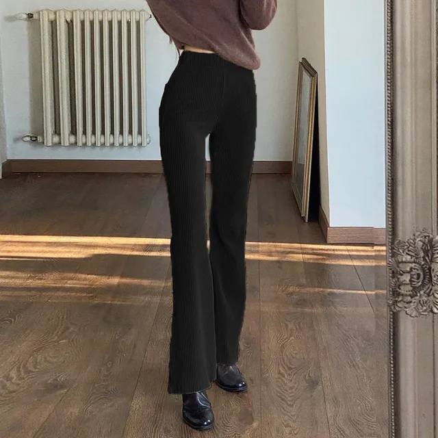 Black Velvet Flare Pants Women's 2023 Autumn High Waisted Elastic Skinny  Casual Pleuche Trousers Korean Fashion Women Clothing - AliExpress