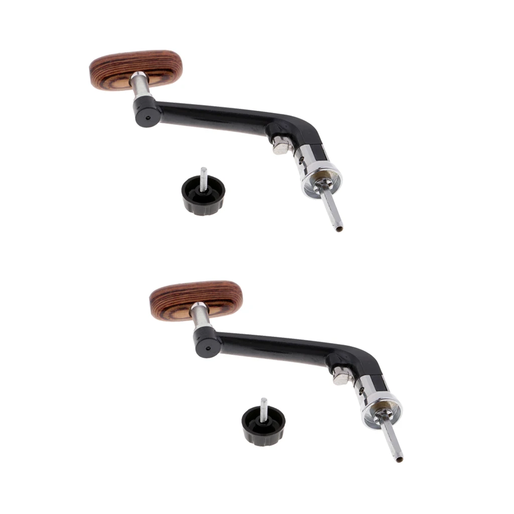 2pcs Metal & Wooden Power Handle Fishing Reel Crank Arm   Reel Handle for 5000-6000 Series