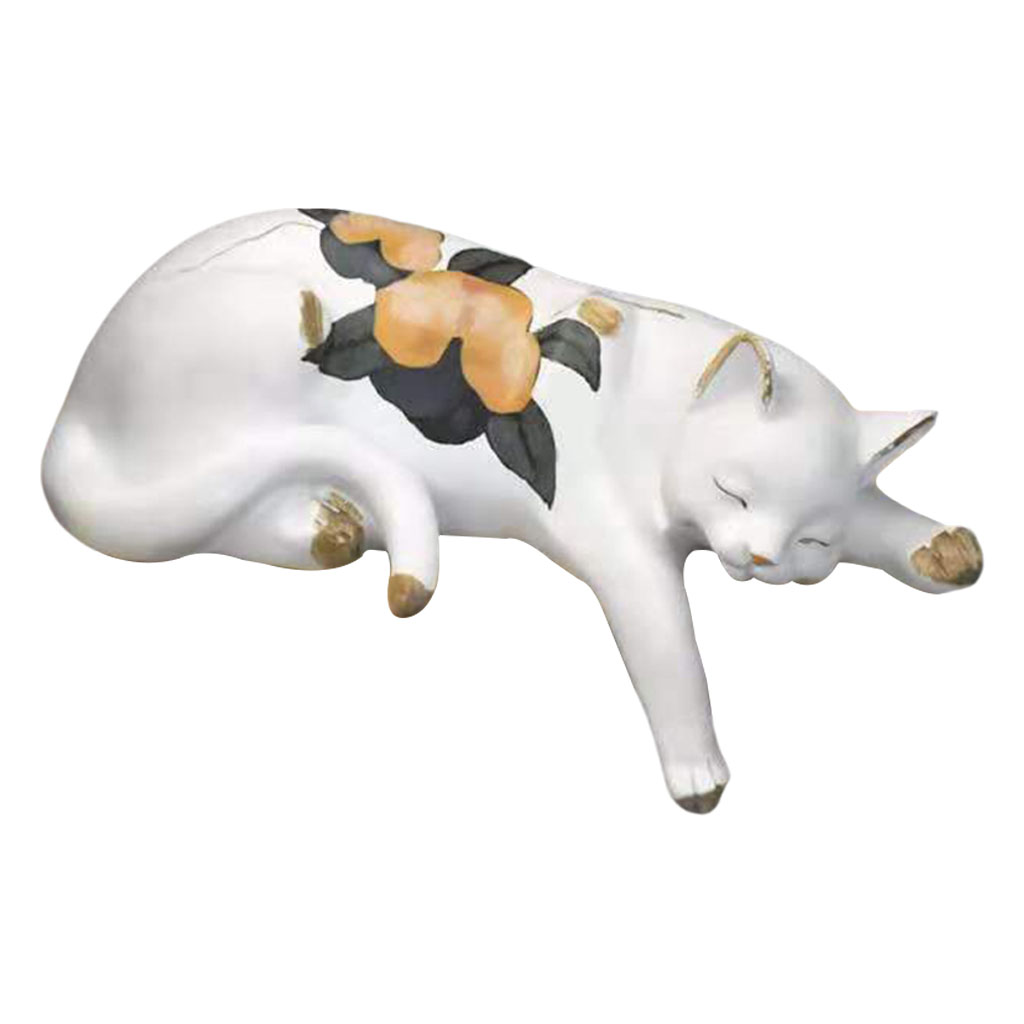 Sleeping Cat Statue Decoration Animals Art Sculpture Indoor Outdoor Resin Craft Home Decor Ornament