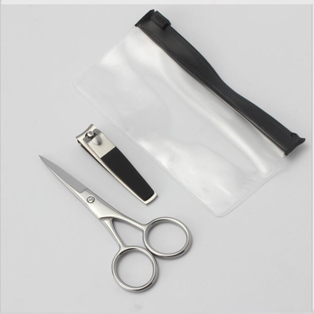 2 In 1 Professional Nail Clippers Cutter Manicure Set Grooming Nail Care Eyebrow Beard Scissors Set